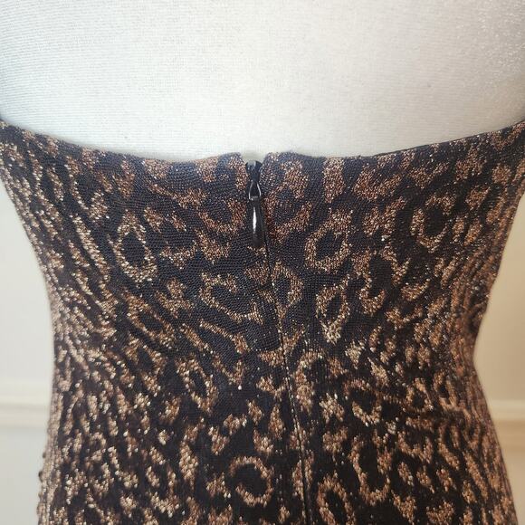 Laundry By Shelli Segal Dress Size 4 Women Slip Gold Leopard Sleeveless Fairy - Picture 7 of 11
